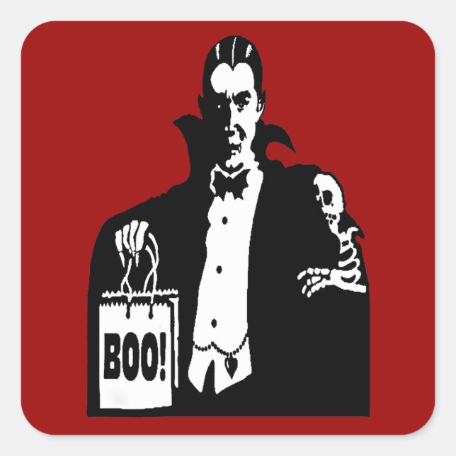 Old Time Vampire Trick-or-Treater Square Sticker (Front)