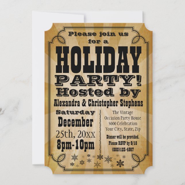 Old-Time Vintage Country Holiday Party Invitation (Front)