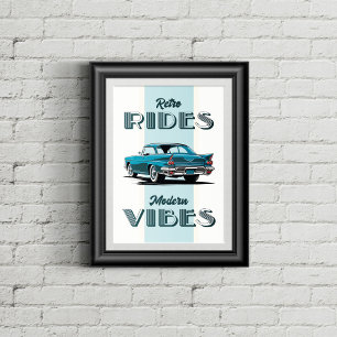 Old timer in retro colors. poster