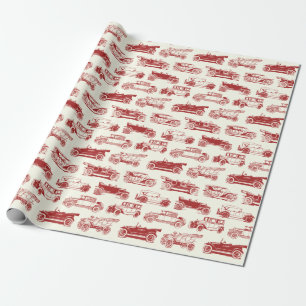 Old-timer Red Vintage Car Pattern Wrapping Paper