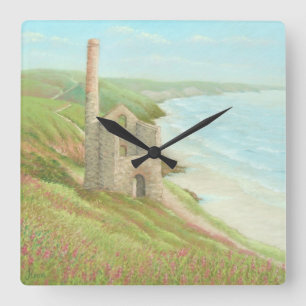 Old Tin Mine, Coast Path, Cornwall in Pastel Clock