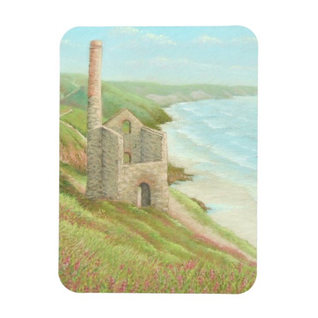 Old Tin Mine, Coast Path, Cornwall Photo Magnet (Vertical)