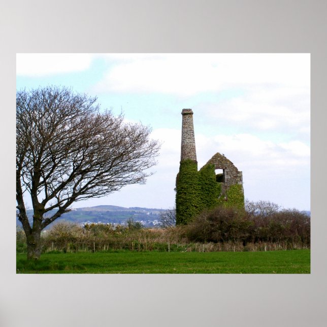 Old tin mine ruins in Cornwall Poster (Front)