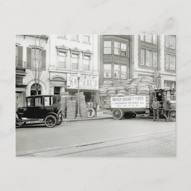 Old Tire Shop, 1920s Postcard (Front)