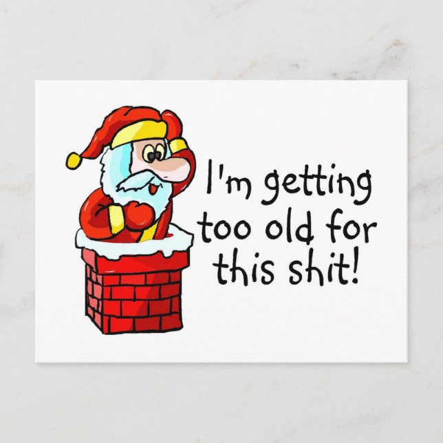 Old Tired Santa Claus Holiday Postcard (Front)