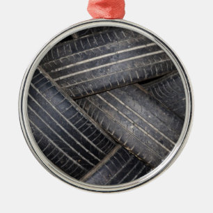 Old Tires for Recycling Metal Ornament