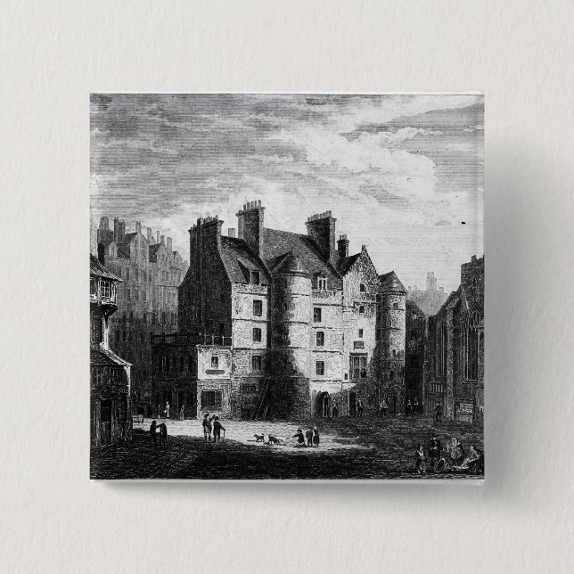 Old Tolbooth, Edinburgh 2 Inch Square Button (Front)