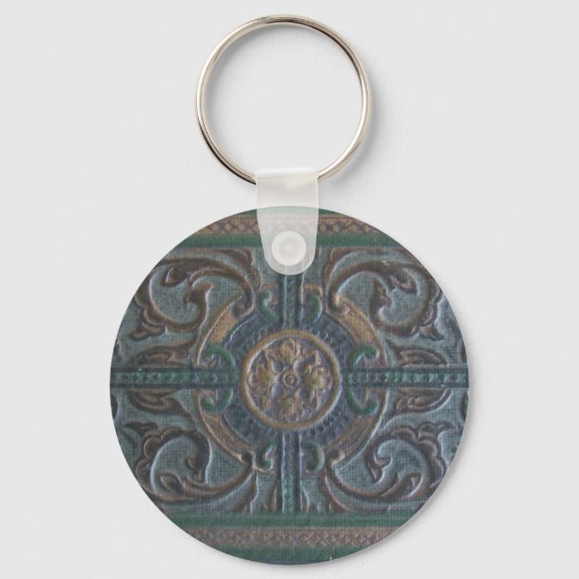 Old Tooled Leather Journal Keychain (Front)