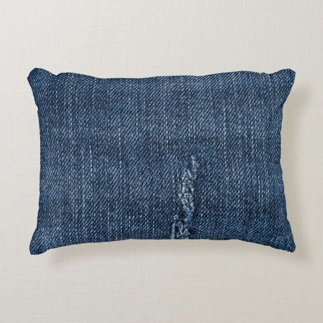 Old torn denim: jeans texture. accent pillow (Front)