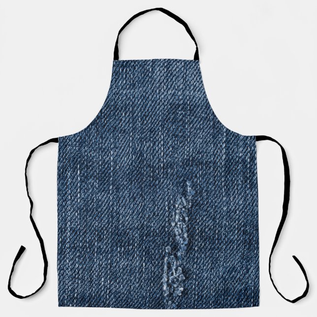 Old torn denim: jeans texture. apron (Front)