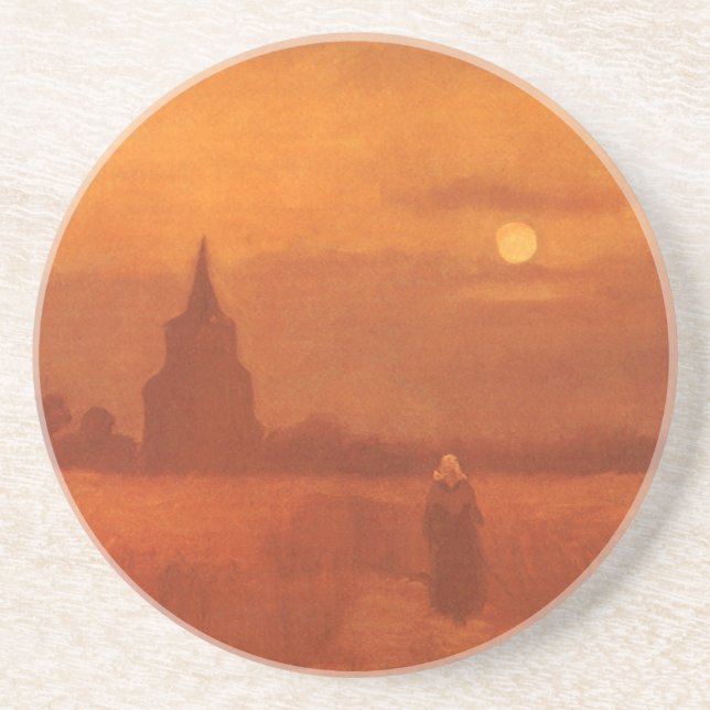 Old Tower in the Fields by Vincent van Gogh Coaster (Front)