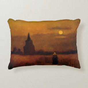 Old Tower In The Fields by Vincent van Gogh Decorative Pillow