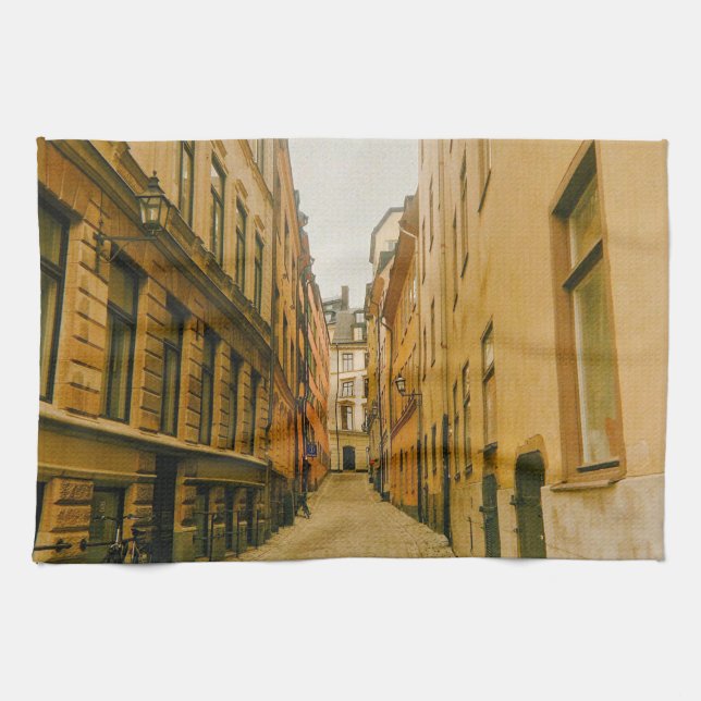Old Town, Gamla Stan, Stockholm, Sweden Kitchen Towel (Horizontal)