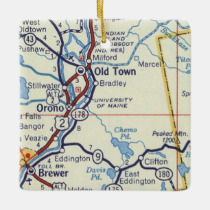Old Town Maine Vintage Map Ceramic Ornament