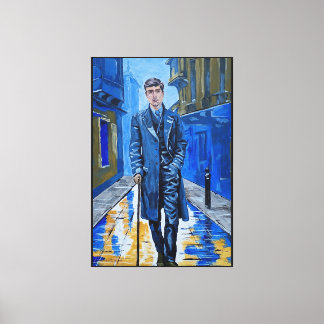Old town, man, street, cane canvas print