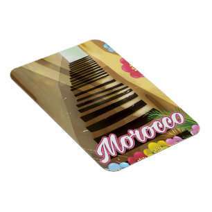 Old town Morocco travel poster Magnet
