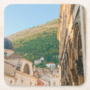 Old town of Dubrovnik  Square Paper Coaster