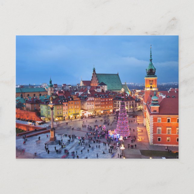 Old Town of Warsaw in Poland by Night Postcard (Front)