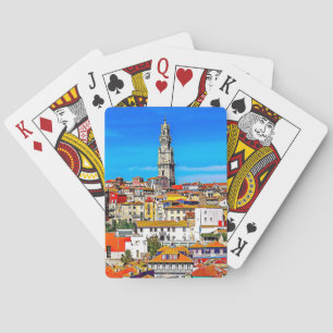 Old town Porto with tower Clerigos Playing Cards