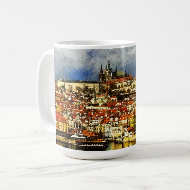 Old town Prague (Praha) from Bridge Tower Coffee Mug (Front Left)