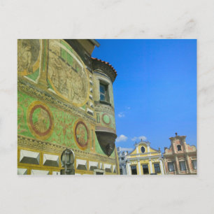 Old town square surrounded by 16th-century postcard