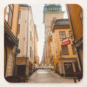 Old Town, Stockholm, Sweden Souvenir Square Paper Coaster
