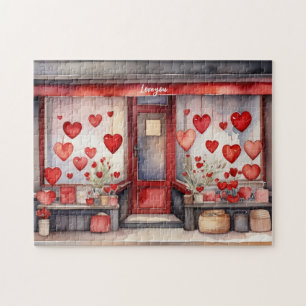 Old Town Valentine's Day Shop Window Jigsaw Puzzle