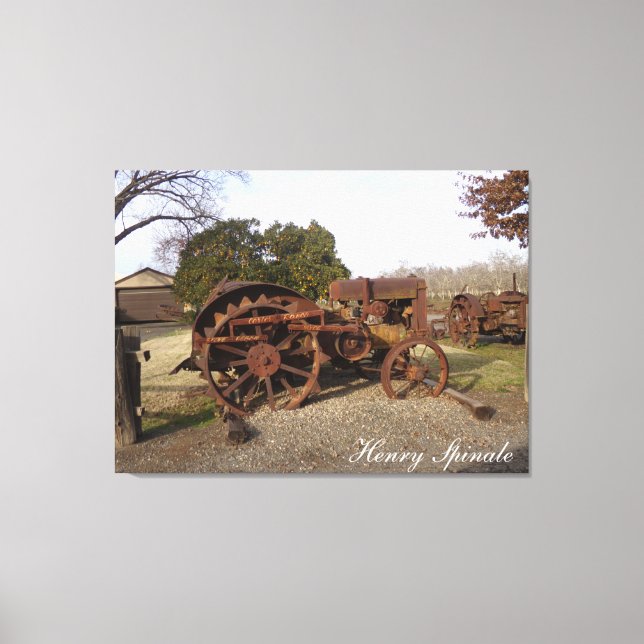 Old tractor from days gone by on canvas  (Front)
