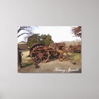 Old tractor from days gone by on canvas  print