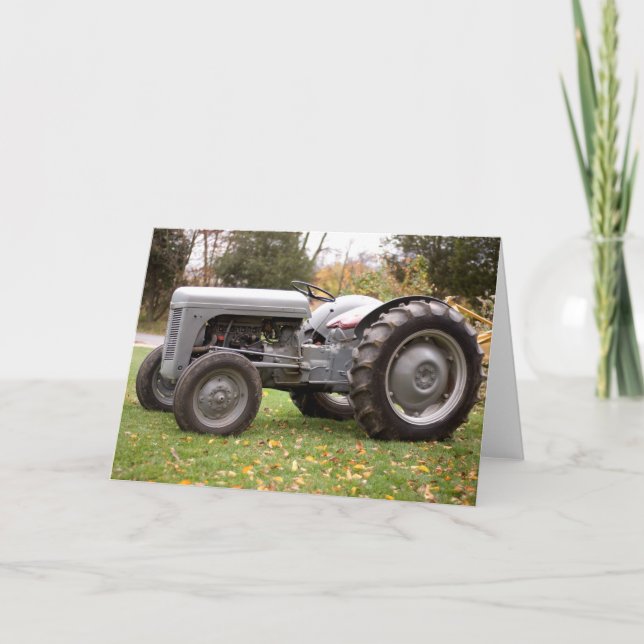 Old tractor in fall card (Front)