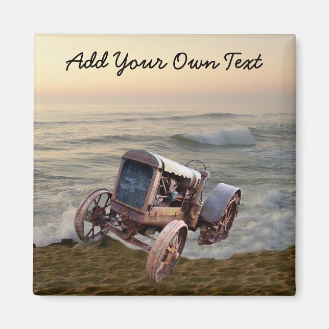 OLD TRACTOR IN SURF- -MAGNET MAGNET (Front)