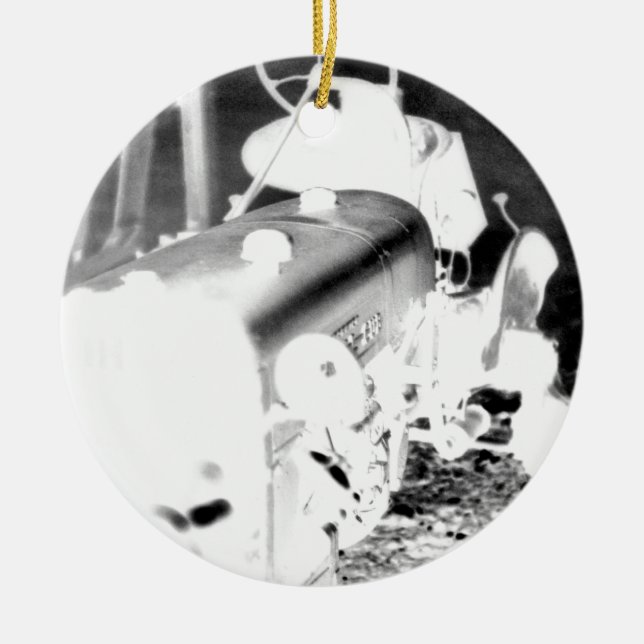Old Tractor - negative Ceramic Ornament (Front)