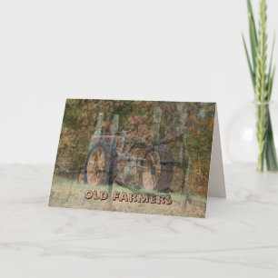 Old Tractor & Split Rail Fence- customize Card