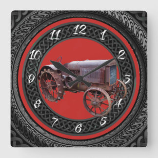 OLD TRACTOR SQUARE WALL CLOCK