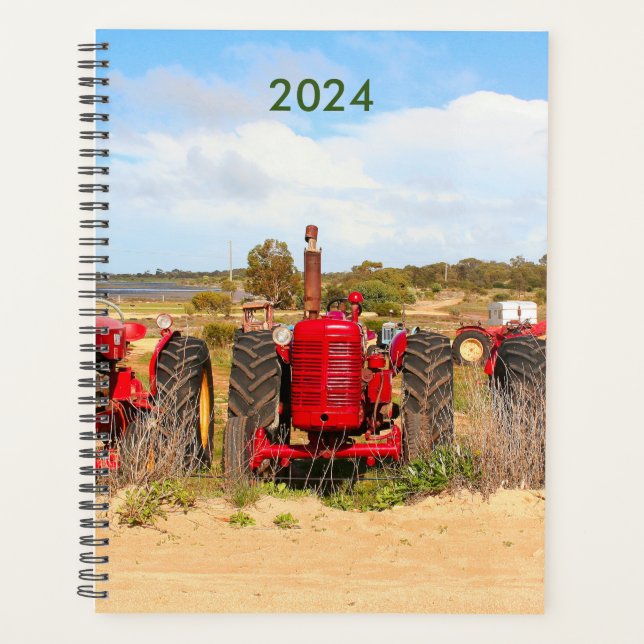 Old tractors farm machinery year planner 2024 (Front)