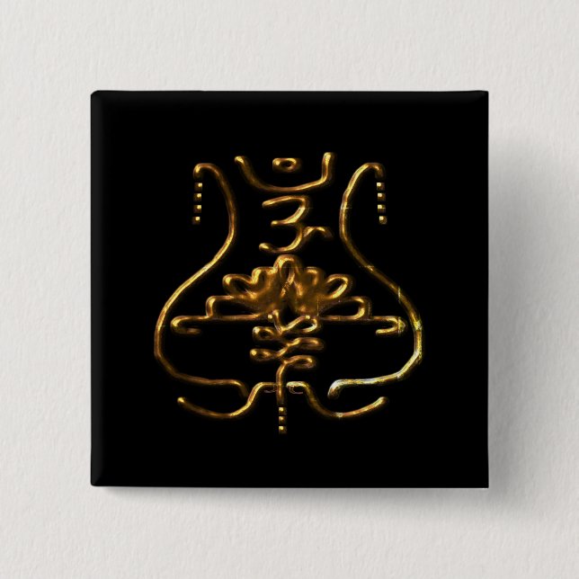 old traditional Buddhist symbolism 2 Inch Square Button (Front)