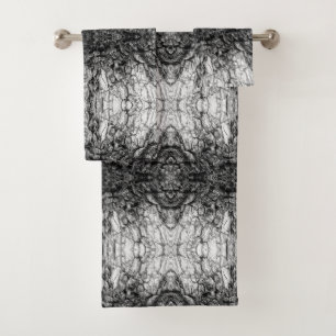 Old Tree Bark Black And White Photo Pattern Design Bath Towel Set
