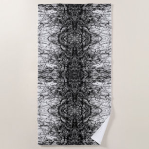 Old Tree Bark Black And White Photo Pattern Design Beach Towel