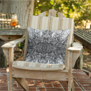 Old Tree Bark Black And White Photo Pattern Design Outdoor Pillow