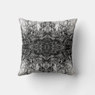 Old Tree Bark Black And White Photo Pattern Design Throw Pillow