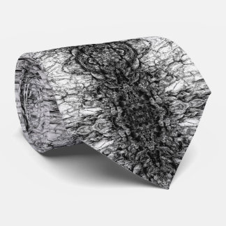 Old Tree Bark Black And White Photo Pattern Design Tie