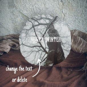 Old Tree in a Misty Forest Round Pillow