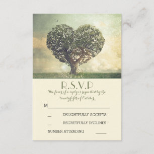 Old tree rustic country wedding RSVP cards