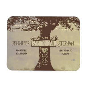 Old tree string lights save the date magnets