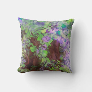 Old Tree Thick Branches Green and Blue Colours Outdoor Pillow