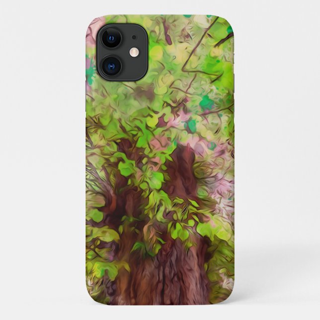 Old Tree Thick Branches Green and Purple Magic Case-Mate iPhone Case (Back)