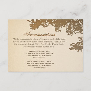 old tree vintage wedding accomodation design enclosure card