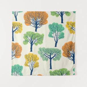 Old Trees Nature Seamless Pattern Tapestry