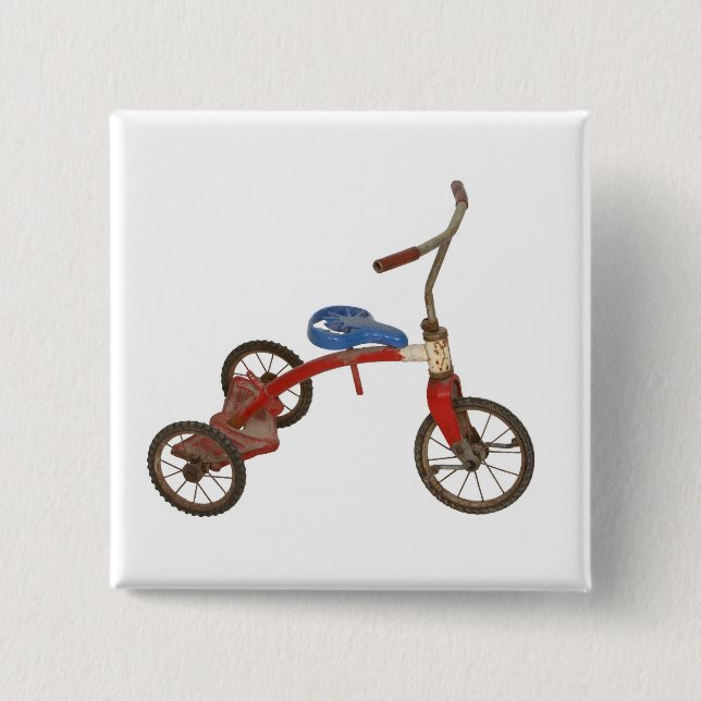 Old Tricycle 2 Inch Square Button (Front)