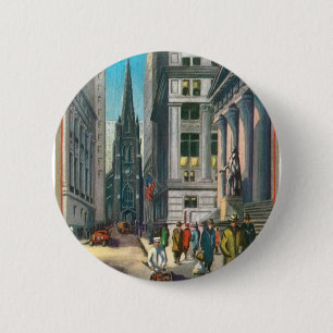 Old Trinity & Wall Street, New York 2 Inch Round Button